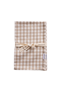 Set of 2 Beige Gingham Kitchen Dish Towels