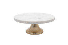 Load image into Gallery viewer, Gold Footed Cake Plate with Marble Top
