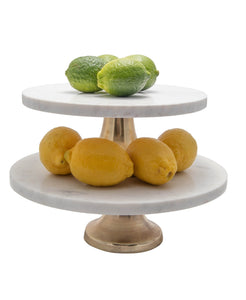 Gold Footed Cake Plate with Marble Top