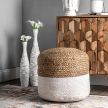 Load image into Gallery viewer, Janis Braided Jute Filled Ottoman Pouf
