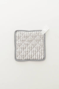 Keepsake Quilted Linen Oven Mitt + Potholder Set in Blue
