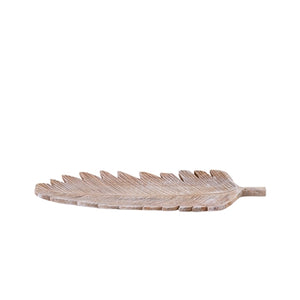 Wooden Feathered Mango Wood Leaf Shape Platter