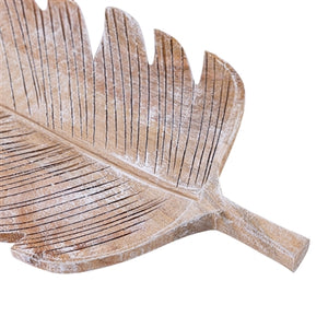 Wooden Feathered Mango Wood Leaf Shape Platter