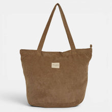 Load image into Gallery viewer, Corduroy Large Zippered Tote Bag – Taupe Beige (Toast)

