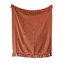 Load image into Gallery viewer, Mattie Hand Woven Rust Yarn Fringe Throw
