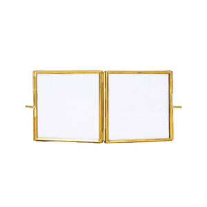 Henrie Folding 4x4 2 Photo Brass Picture Frame Metal & Glass