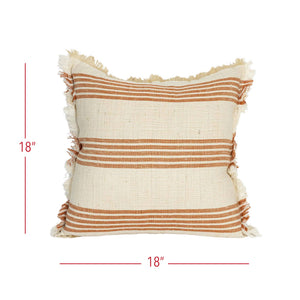 Edaline Terracotta Striped Throw Pillow