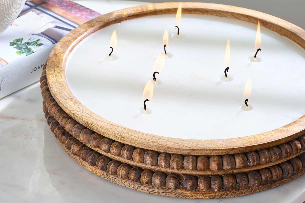 Natural Beaded Candle