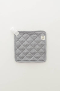 Keepsake Quilted Linen Oven Mitt + Potholder Set in Blue