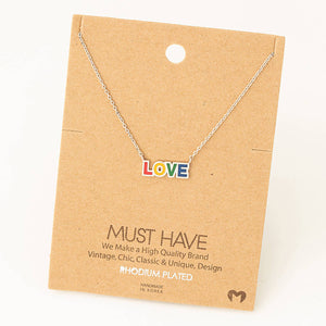 Rainbow Love Print Pendant Necklace