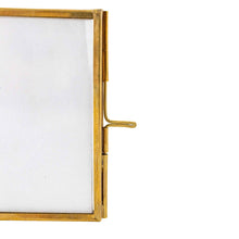 Load image into Gallery viewer, Henrie Folding 4x4 2 Photo Brass Picture Frame Metal &amp; Glass
