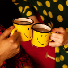 Load image into Gallery viewer, Smiley Enamel Mug - Enamelware for the happy camper
