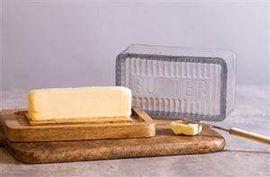 Wood Butter Dish with Glass Dome
