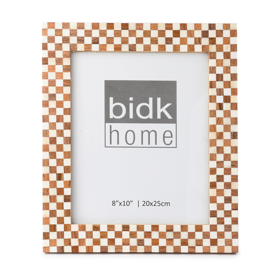Checkered Bone & Wood Picture Frames