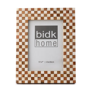 Checkered Bone & Wood Picture Frames