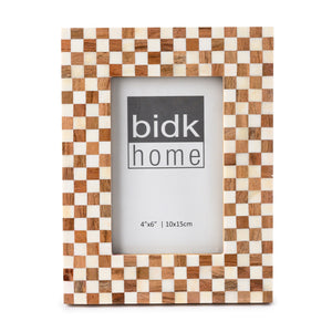 Checkered Bone & Wood Picture Frames