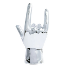 Load image into Gallery viewer, Silver I Love You Hand Tabletop Sculpture
