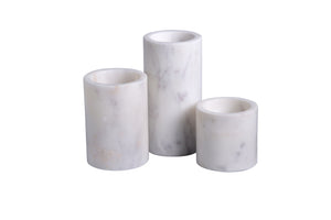 Set of 3 Marble Cylinder Pillar Votive Holders
