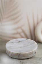 Load image into Gallery viewer, Brown Galaxy Marble Round Flared Key/Soap Dish 5&quot;
