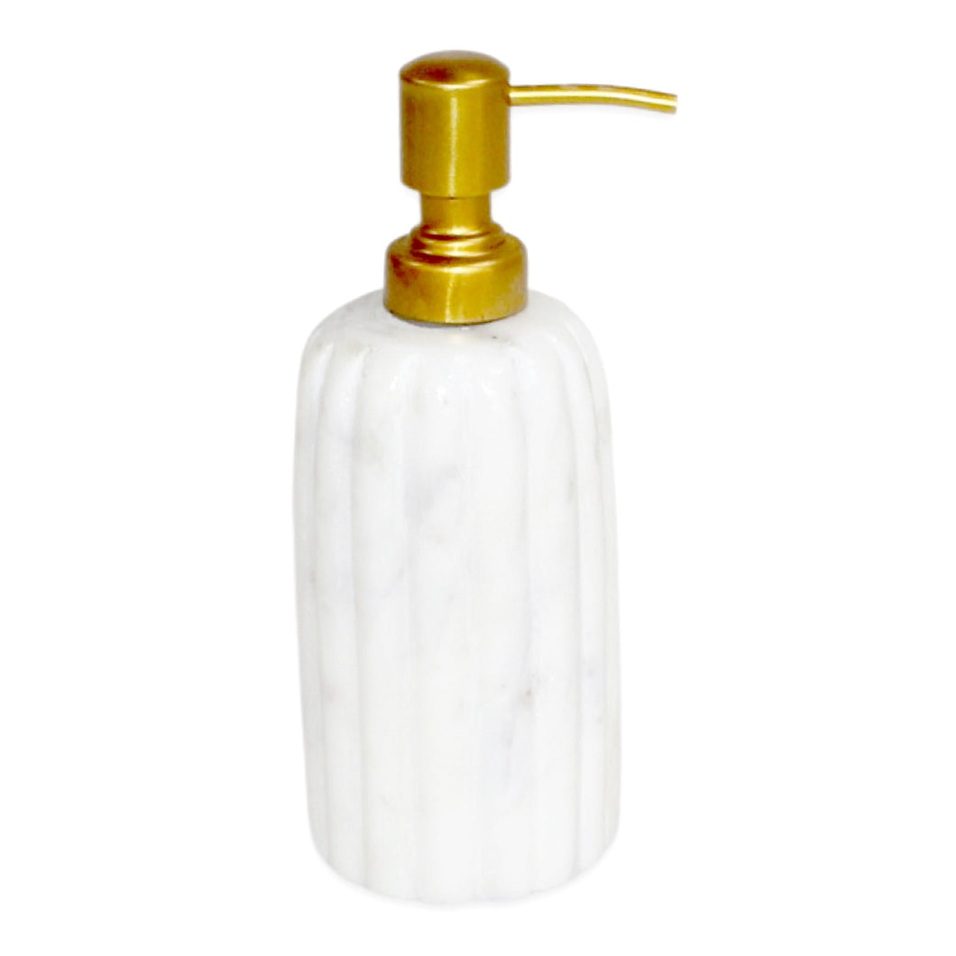 White Marble Soap Dispenser w/ Grooving