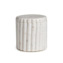 Load image into Gallery viewer, White Marble Canister w/ Grooving

