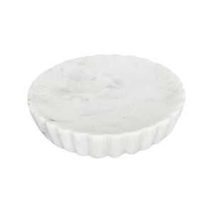 White Marble Soap Dish w/ Grooving