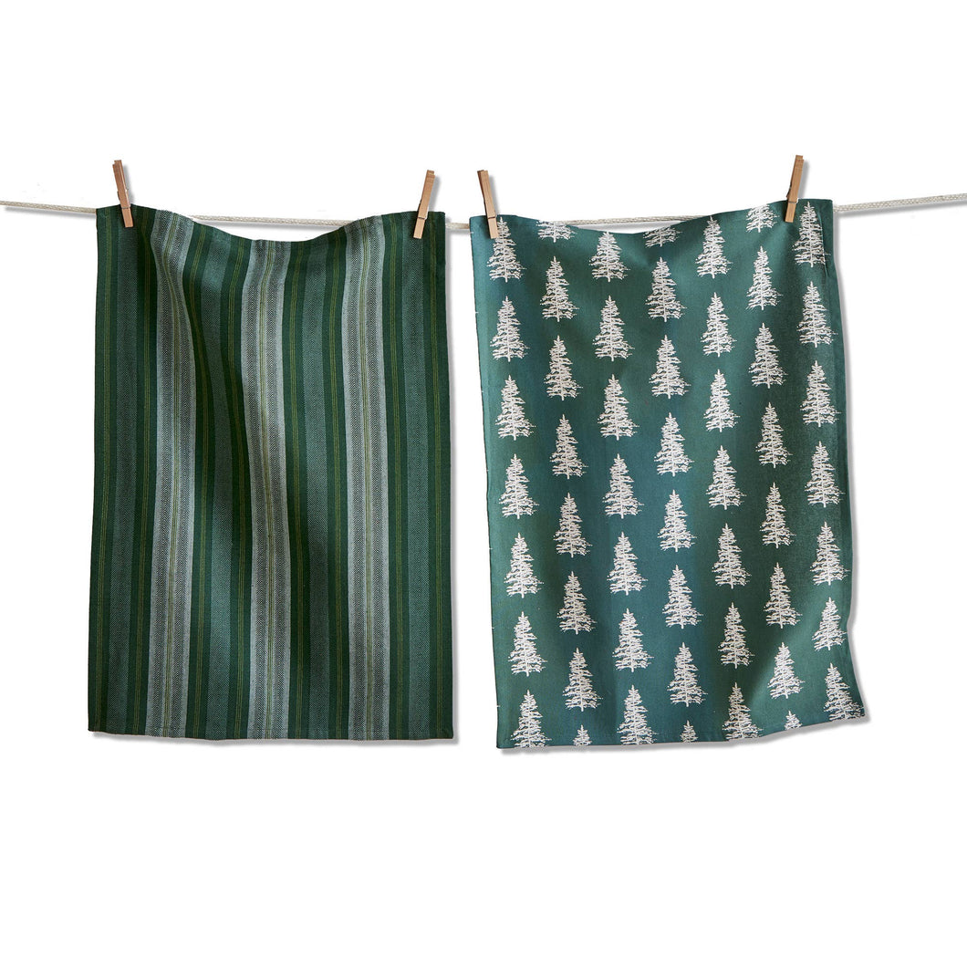 Set of 2 Wilde Pine Tree Dishtowel Kitchen Towels