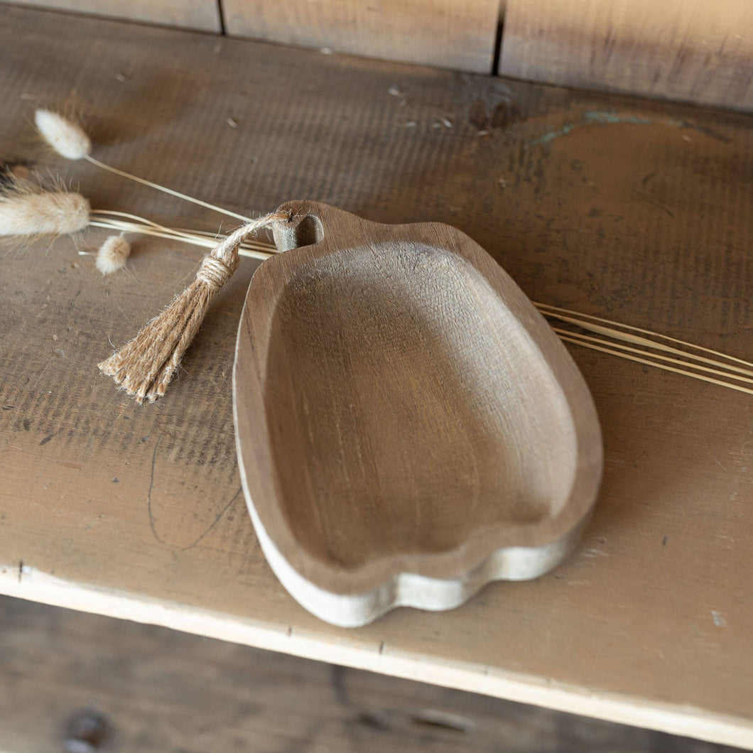 Herman Carved Wood Pumpkin Trinket Dish