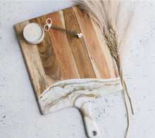 Load image into Gallery viewer, X-Lg. White Grey &amp; Gold Cheeseboard
