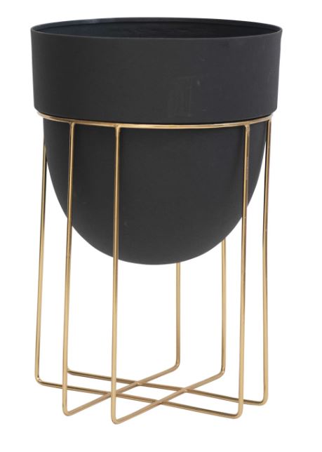 Floret Gold Black Steel Personalized Outdoor Planter Stand by