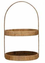 Load image into Gallery viewer, Decorative Hand-Woven Rattan 2-Tier Tray with Handle
