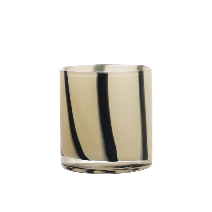 Glass Candle Holder/Vase w/ Stripes