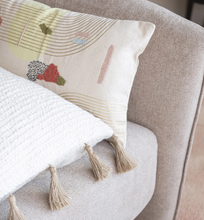 Load image into Gallery viewer, 18&quot; Square Cotton &amp; Linen Blend Pillow w/ Jute Tassels
