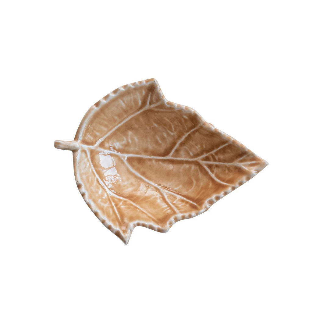 Enameled Aluminum Leaf Shaped Dish