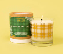 Load image into Gallery viewer, Festive Garland Soy Candle in Reusable Rocks Glass
