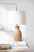 Load image into Gallery viewer, Round Fiber Rope Table Lamp with Cotton Shade
