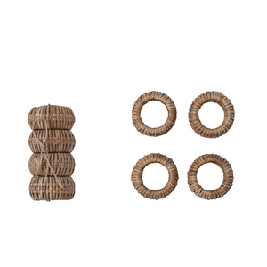 Set of 4 Hand-Woven Rattan Napkin Rings