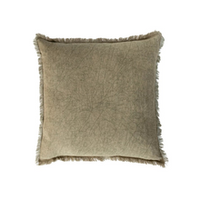 Load image into Gallery viewer, 20&quot; Square Stonewashed Linen Pillow w/ Fringe
