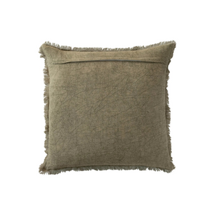 20" Square Stonewashed Linen Pillow w/ Fringe