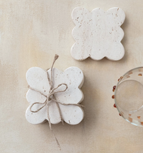 Load image into Gallery viewer, Set of 4 Travertine Coasters w/ Scalloped Edge
