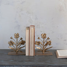 Load image into Gallery viewer, Cast Iron Flower Shaped Bookends
