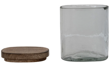 Load image into Gallery viewer, 14 oz. Hand-Blown Glass Jar with Mango Wood Lid, Natural
