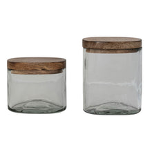Load image into Gallery viewer, 8 oz. Hand-Blown Glass Jar with Mango Wood Lid, Natural
