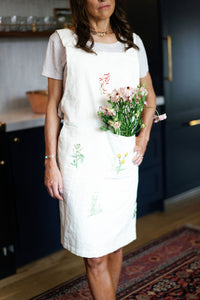 Botanical Embroidered Apron