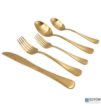 Load image into Gallery viewer, 20-Piece Matte Gold Colored Flatware Set
