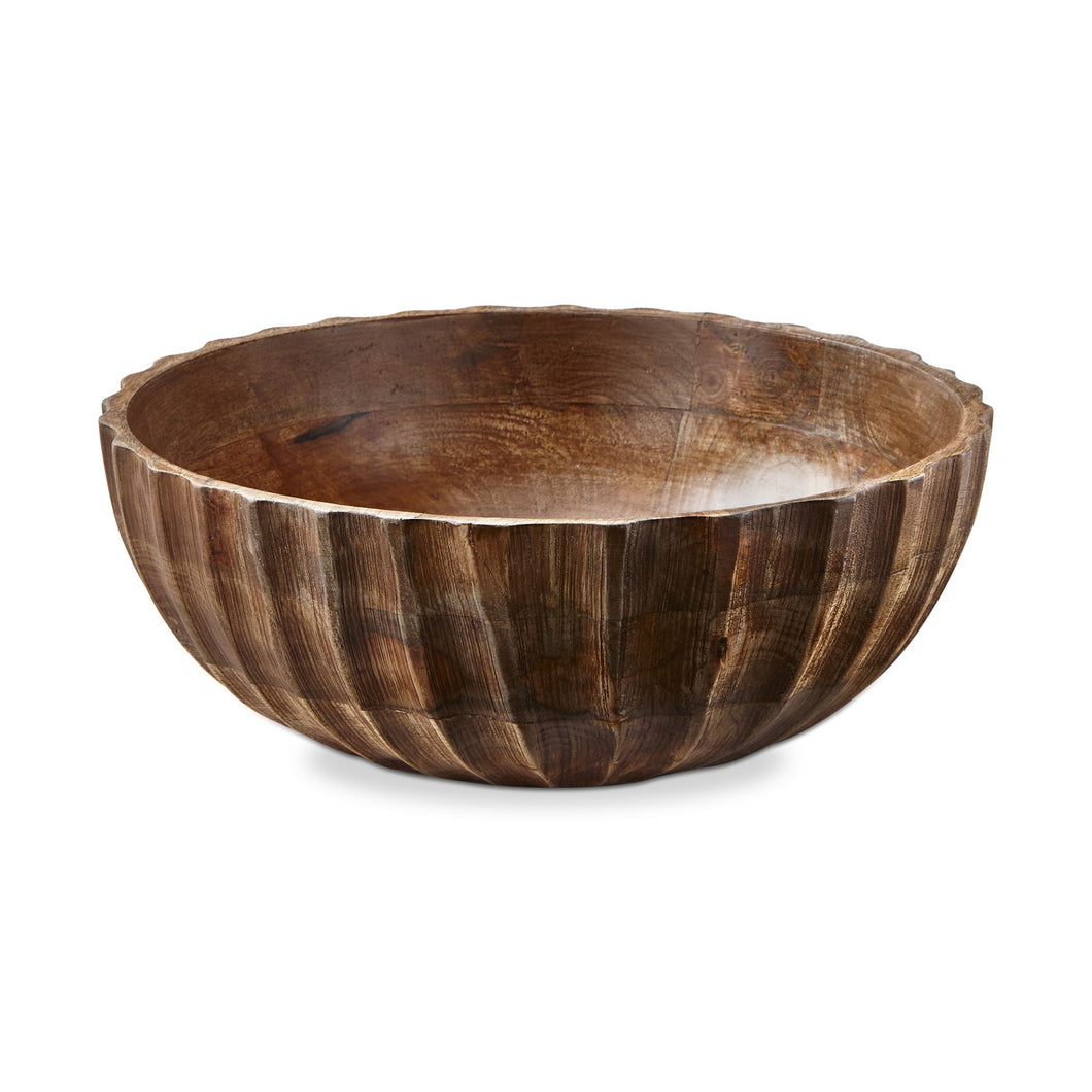 Fluted Large Wood Bowl