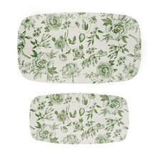 Load image into Gallery viewer, Green Delft Stacking Melamine Tray - set of 2
