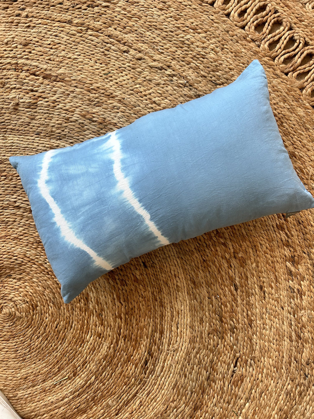 Blue Stripe Hand Dyed Lumbar Pillow