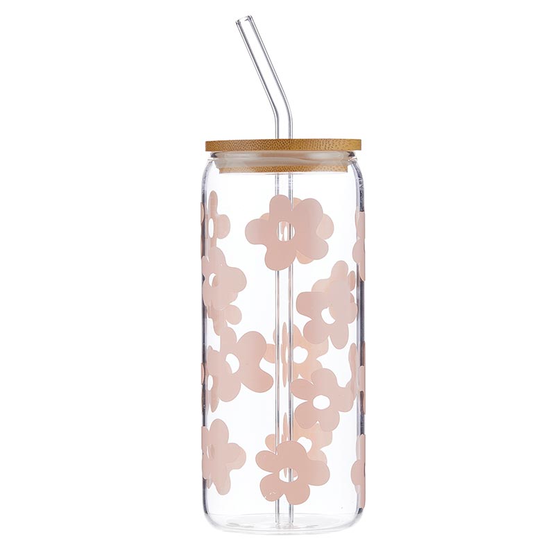 Glass Cold Brew Tumbler - Pink Floral