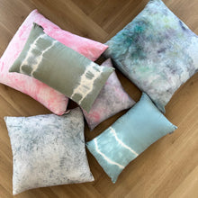 Load image into Gallery viewer, Green Stripe Hand Dyed Lumbar Pillow
